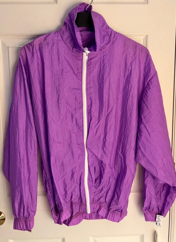 GK WARM UP JACKET ADULT LARGE PURPLE CRINKLE NYLON GYMNASTIC CHEER OUTDO0RS Sz L - Image 2