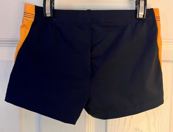 GK CHEER CHILD LARGE MICRO MINI BLACK NYLON/SPANDEX GOLD ATHLETE GYM SHORTS SZ L - Image 5