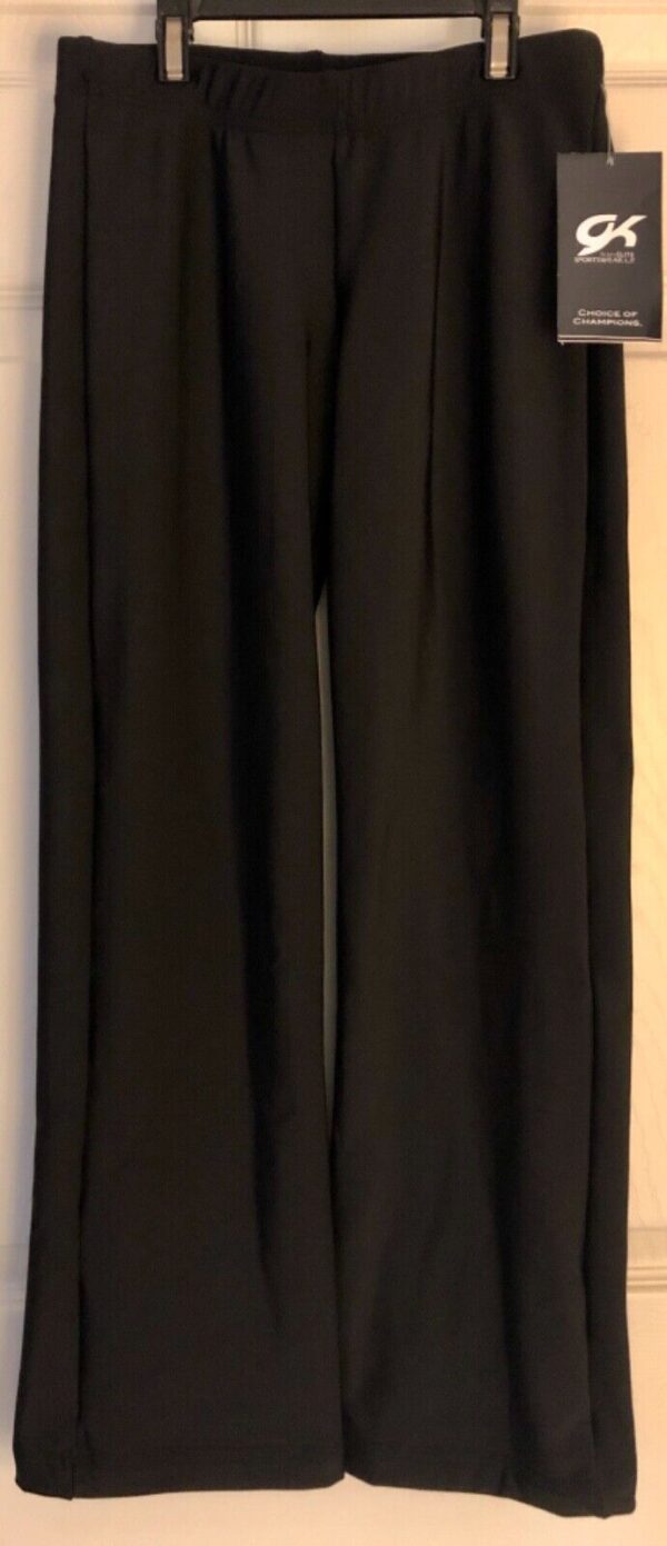 GK WARM-UP PANTS CHILD MEDIUM FITTED BLACK BRUSHED TRICOT GYMNASTS FITNESS Sz CM