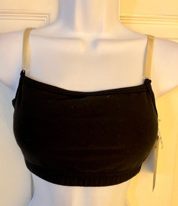 GK BRA CLEAR STRAPS LADIES MEDIUM COTTON/STRETCH SKATE GYM #1470 BLACK Sz AM NWT