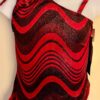 GK ELITE JAZZ TOP CHILD LARGE RED BLACK VELVET SLING STYLE DANCE CHEER GYM SZ L