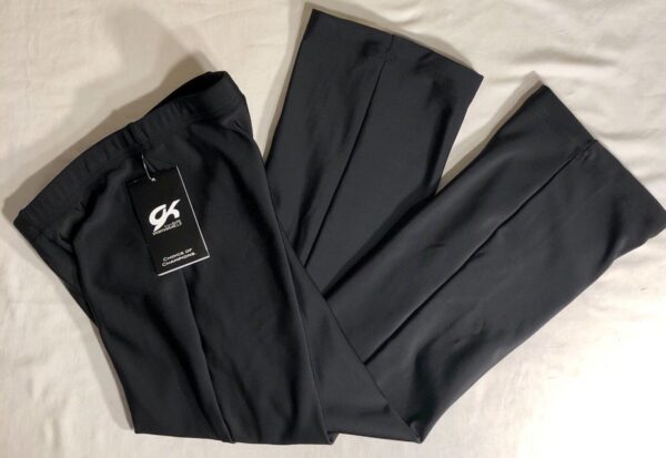 GK WARM-UP PANTS CHILD MEDIUM FITTED BLACK BRUSHED TRICOT GYMNASTS FITNESS Sz CM - Image 2