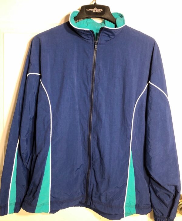 GK WARM UP JACKET LADIES LARGE NAVY GREEN SUPPLEX 2002 JR NAT CHAMP LOGO AL NWT!