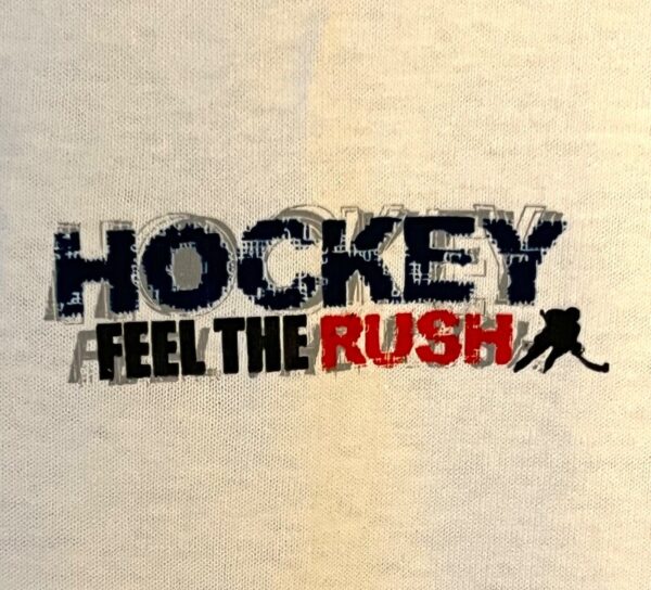 THE AUSSIE T CO "HOCKEY" GRAPHIC UNISEX ADULT SMALL SSLV WHITE COTTON T-SHIRT S - Image 5