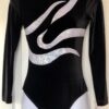 GK LgS BLACK VELVET LADIES SMALL WHITE SPARKLE GYMNASTICS DANCE LEOTARD AS NWT!
