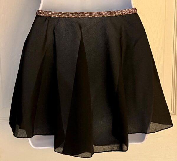 GK FAUX WRAP SKIRT WOMENS LARGE BLACK GEORGETTE FOIL WAIST DANCE BALLET Sz L NWT - Image 5