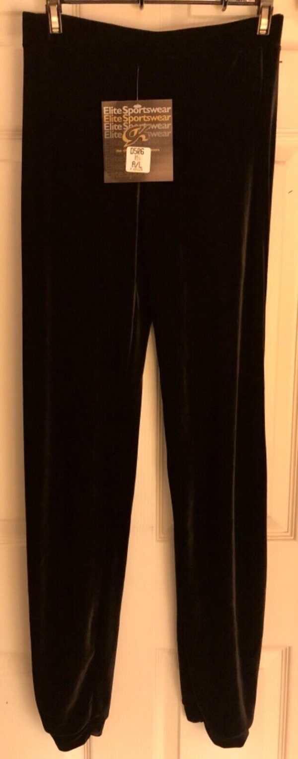 GK ELITE DANCE JAZZ LADIES LARGE BLACK VELVET CUFFED DANCE JAZZ PANTS Sz AL NWT!