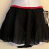 GK DANCE BALLET LADIES X-SMALL BLACK GEORGETTE FOIL WAIST FAUX WRAP SKIRT Sz XS