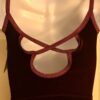 GK DANCE JAZZ TOP GIRLS LARGE WINE VELVET FOIL CRISSCROSS STRAPS CAMISOLE SZ L - Image 4