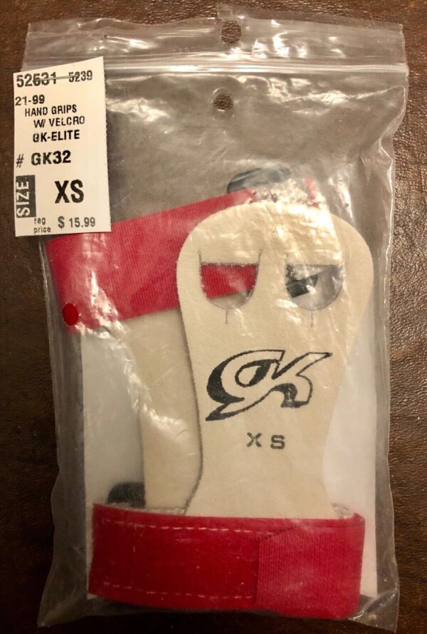 NWT GK ELITE GYMNASTICS HAND GRIPS WITH STRAPS GK32 RED SIZE XS - Image 2