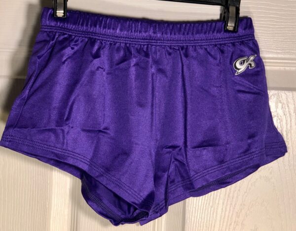 GK CHILD LARGE PURPLE COMPETITION GYMNASTICS RUNNERS FITNESS SHORTS CL