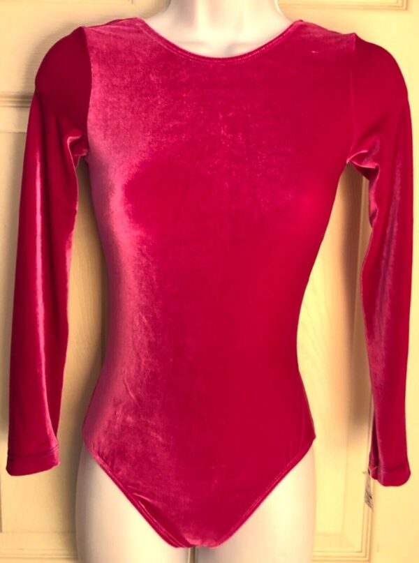 GK ELITE LgSLV LADIES SMALL CLASSIC PINK VELVET GYMNASTICS DANCE LEOTARD Sz AS