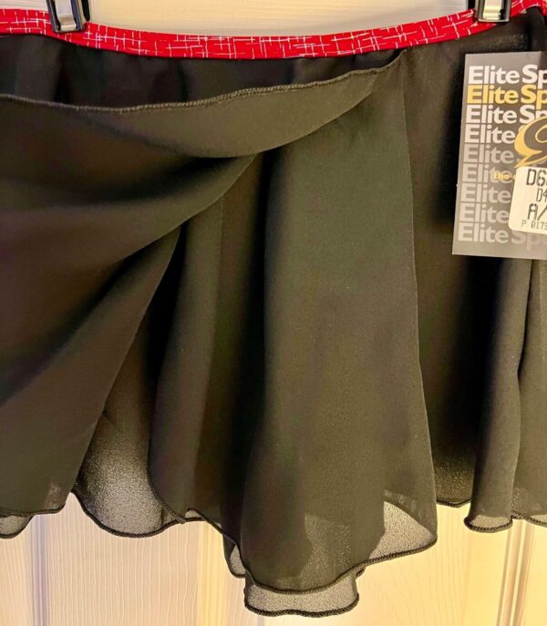 GK DANCE BALLET LADIES SMALL BLACK GEORGETTE FOIL WAIST FAUX WRAP SKIRT SZ S - Image 7