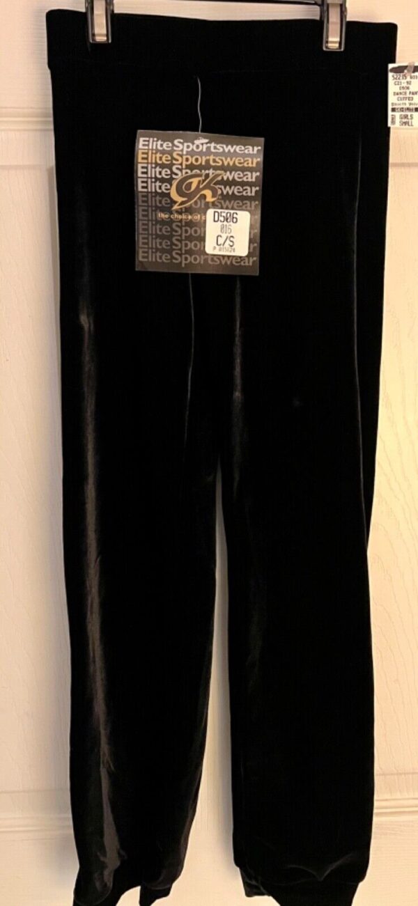 GK DANCE CHILD SMALL BLACK SMOOTH VELVET CUFFED JAZZ DRESS PANTS  SZ S NWT! - Image 2