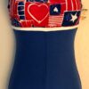 GK DANCE BIKETARD ADULT SMALL FREEDOM PRINT N/S ROYAL COTTON WORKOUT GYM TANK AS