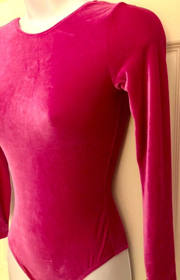 GK ELITE LgSLV LADIES SMALL CLASSIC PINK VELVET GYMNASTICS DANCE LEOTARD Sz AS - Image 3