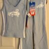 GK 'DANCE' GRAPHIC CHILD LARGE LIGHT BLUE COTTON/SPANDEX CAPRI CASUAL PANTS SZ L - Image 9