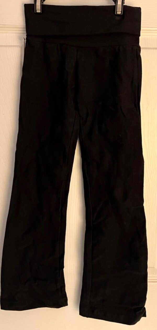 GK DANCE JAZZ CHILD SMALL BLACK COTTON/SPANDEX FOLD-OVER WAISTBAND PANTS SZ S - Image 2