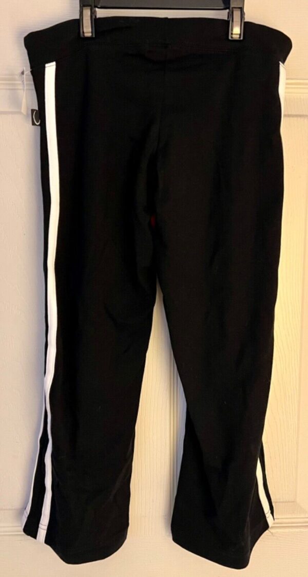 GK "GYMNASTICS" BLACK CAPRI PANTS GIRLS LARGE COTTON/SPANDEX WHITE TRIM SZ L NWT - Image 3