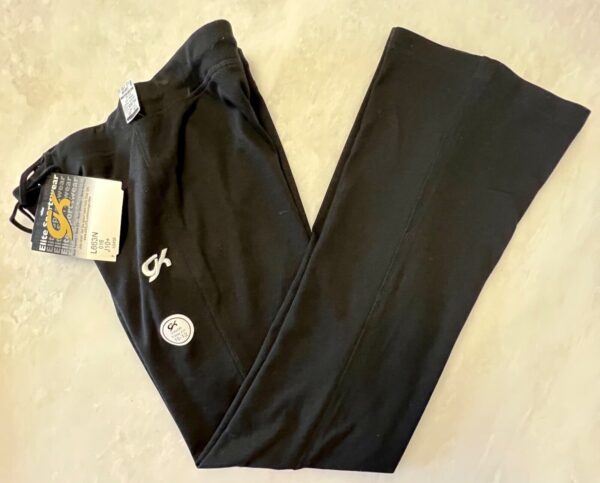 GK WARM UP JUNIOR LG 10-12 BLACK COTTON/POLY FORM FIT GYM CHEER SPORT PANT J10+