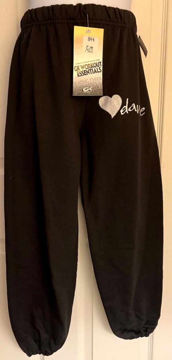 GK DANCE GRAPHIC BLACK SWEATPANTS CHILD MEDIUM SILVER METALLIC COTTON BLEND Sz M