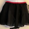 GK DANCE BALLET LADIES SMALL BLACK GEORGETTE FOIL WAIST FAUX WRAP SKIRT Sz S NWT