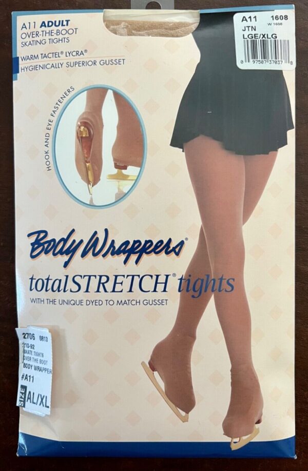 BODY WRAPPERS ADULT L/XL OVER-THE-BOOT SKATE TIGHTS TACTEL/STRETCH JAZZY TAN NWT