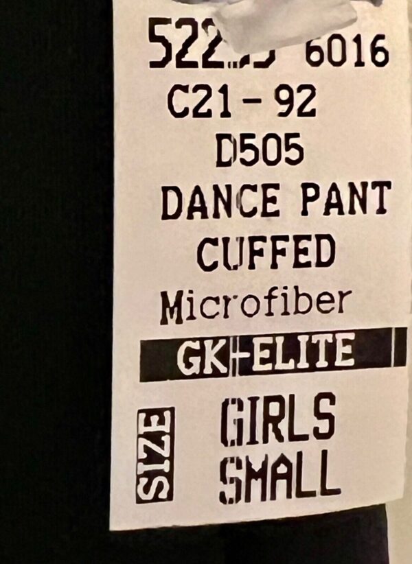 GK ELITE JAZZ GIRLS SMALL BLACK MICROFIBER CUFFED DANCE DRESS  PANTS Sz  S - Image 7