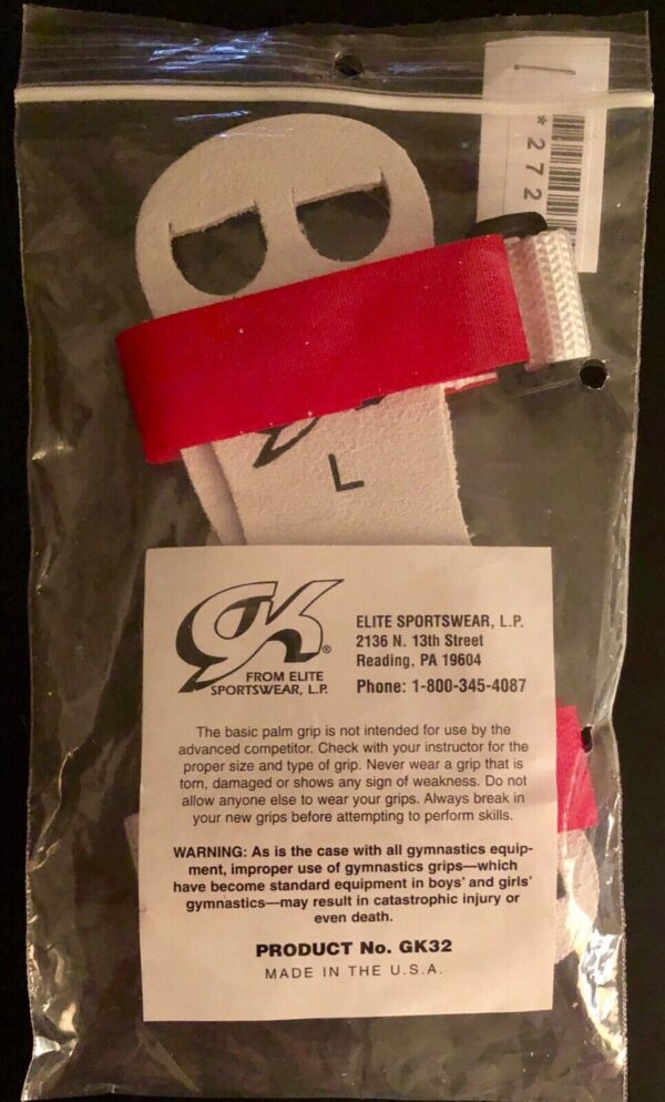 NWT! GK ELITE SPORTSWEAR HAND GRIPS WITH STRAP #GK32 RED SIZE LARGE - Image 2