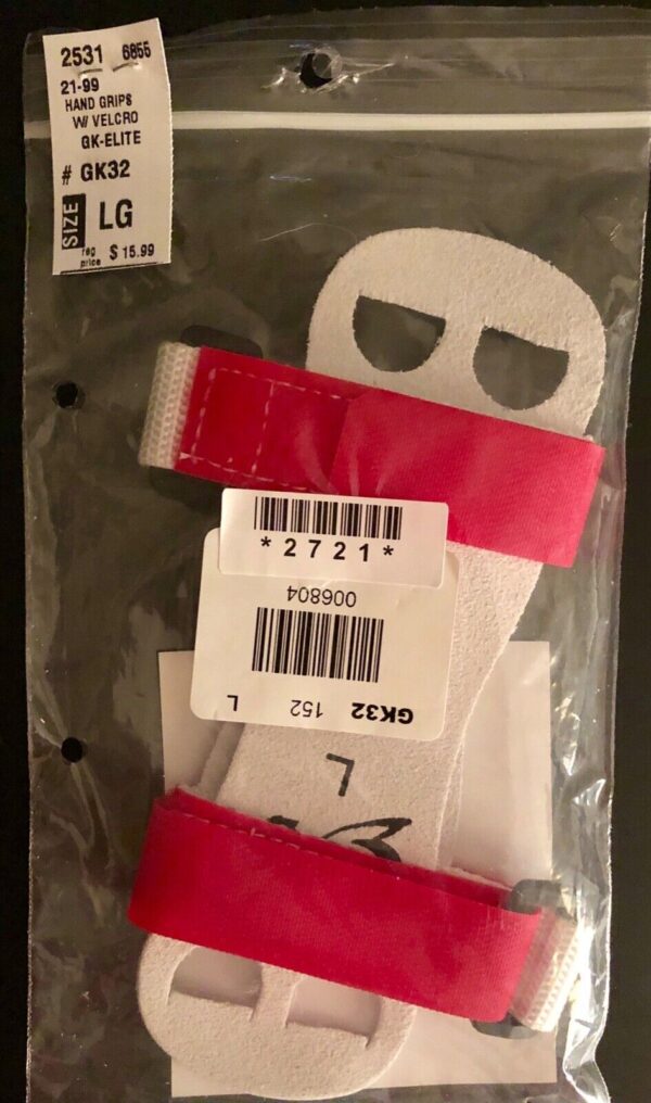 NWT! GK ELITE SPORTSWEAR HAND GRIPS WITH STRAP #GK32 RED SIZE LARGE - Image 3