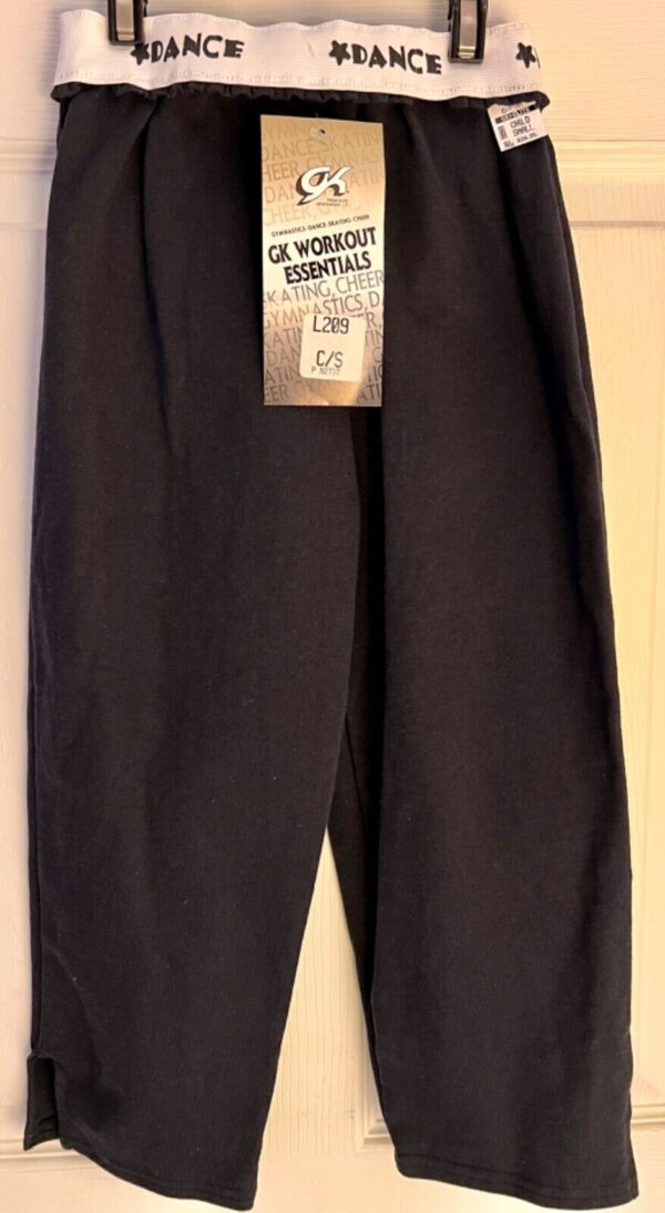 GK 'DANCE' GRAPHIC CHILD SMALL NAVY COTTON PRINT WAISTBAND CAPRI PANTS Sz CS NWT