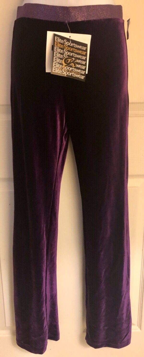 GK DANCE JAZZ LADIES MEDIUM PURPLE VELVET PURPLE TWILIGHT WAISTBAND PANTS SZ M - Image 2