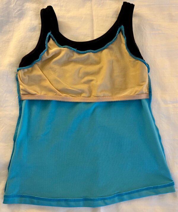 GK DANCE JAZZ ADULT SMALL AQUA DRY TECH BLACK TRIM NYLON/SPANDEX TANK TOP Sz AS - Image 7