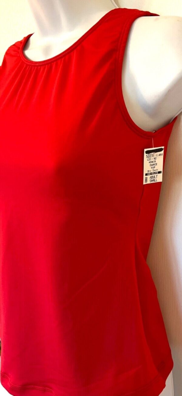 GK DANCE JAZZ CHEER ADULT SMALL RED DRY TECH NYLON/SPANDEX TANK TOP Sz AS NWT! - Image 3