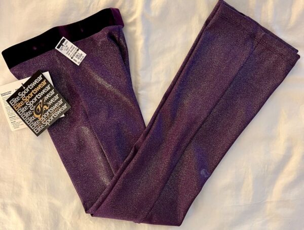 GK DANCE JAZZ PANTS CHILD MEDIUM PURPLE VELVET FOIL WAISTBAND HIP HUGGERS Sz CM - Image 2