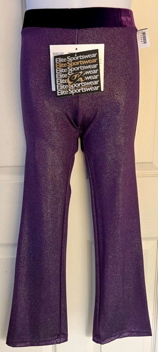 GK DANCE JAZZ PANTS CHILD MEDIUM PURPLE VELVET FOIL WAISTBAND HIP HUGGERS Sz CM - Image 3