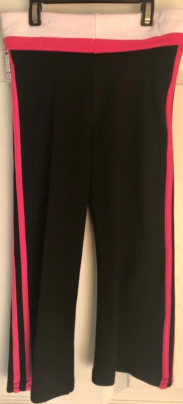 GK CHEER CAPRI PANTS SIZE GIRLS SMALL COTTON/SPANDEX PINK TRIM BLACK SZS NWT! - Image 3