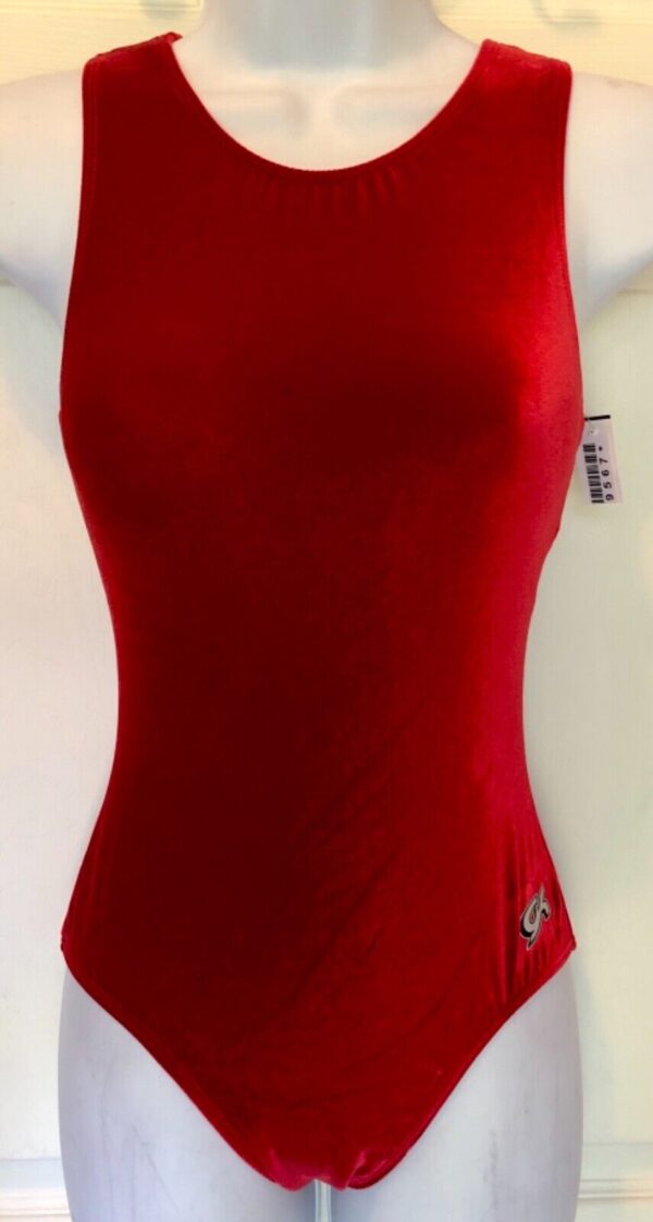 GK CLASSIC RED VELVET LADIES SMALL RACERBACK GYMNASTIC DANCE TANK LEOTARD Sz AS