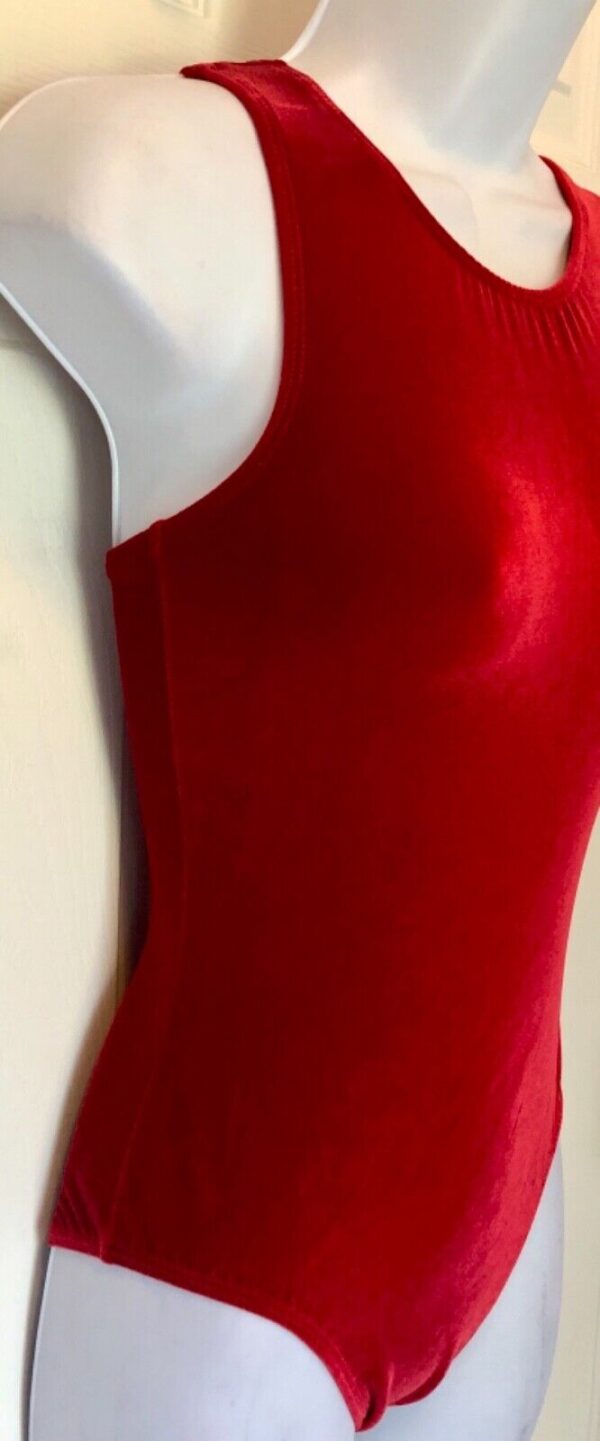 GK CLASSIC RED VELVET LADIES SMALL RACERBACK GYMNASTIC DANCE TANK LEOTARD Sz AS - Image 2