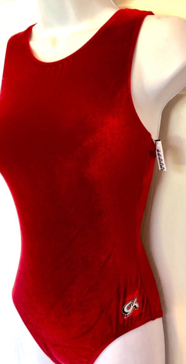 GK CLASSIC RED VELVET LADIES SMALL RACERBACK GYMNASTIC DANCE TANK LEOTARD Sz AS - Image 3