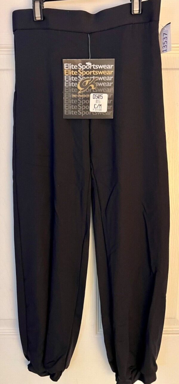 GK ELITE DANCE JAZZ GIRLS MEDIUM BLACK MICROFIBER CUFFED DANCE DRESS PANTS Sz M - Image 4