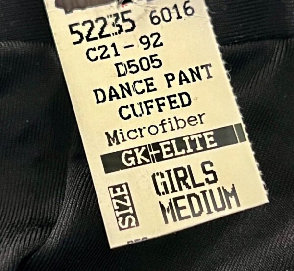 GK ELITE DANCE JAZZ GIRLS MEDIUM BLACK MICROFIBER CUFFED DANCE DRESS PANTS Sz M - Image 6