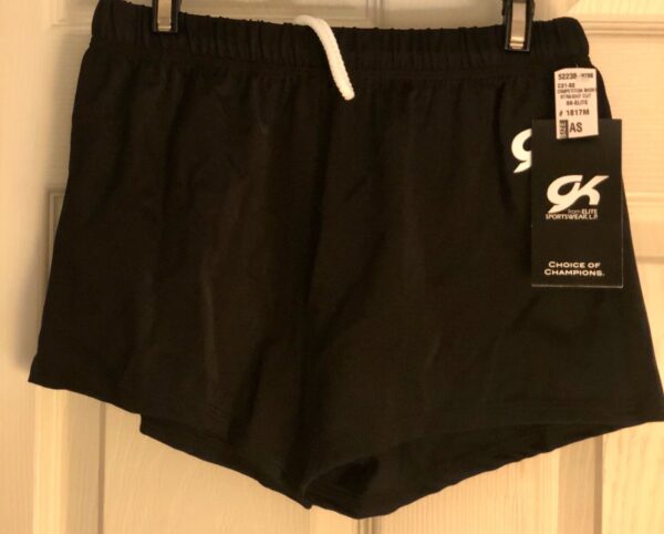 GK MENS SMALL #1817 COMPETITION SHORTS BLACK N/S GYMNASTIC RUNNING GYM AS NWT