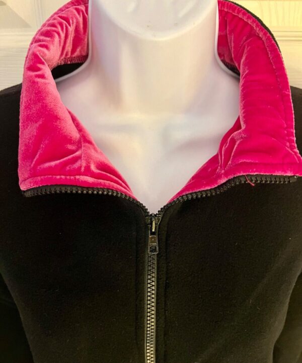 GK BLACK FLEECE ICE SKATE PULLOVER ADULT SMALL CONTRAST PINK VELVET COLLAR SZ S - Image 2