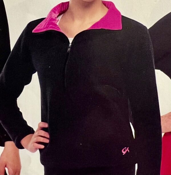 GK BLACK FLEECE ICE SKATE PULLOVER ADULT SMALL CONTRAST PINK VELVET COLLAR SZ S - Image 6