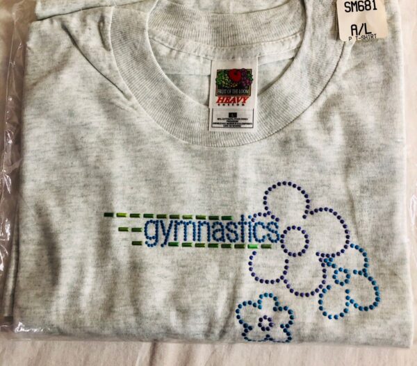 DURABLE  "GYMNASTICS" T-SHIRT ADULT LARGE GRAY COLOR METALLIC JA  AL - Image 7