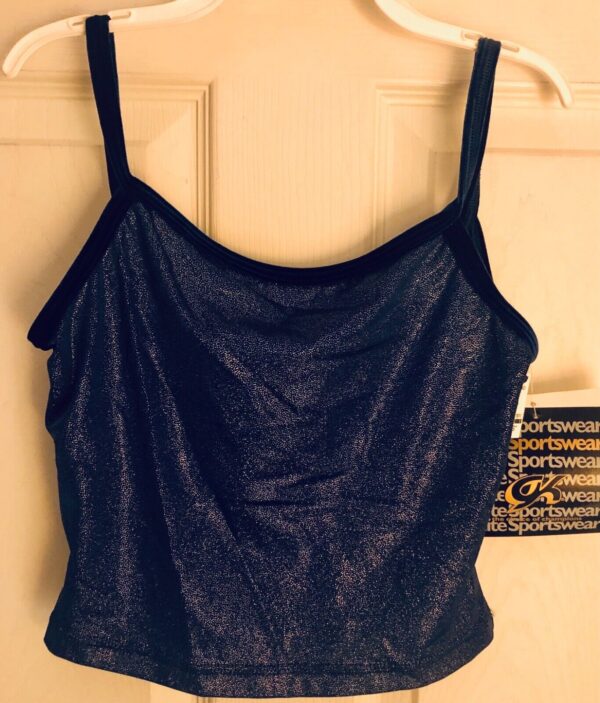 GK DANCE JAZZ LADIES LARGE BLUE TWILIGHT VELVET X-BACK STRAPS CAMISOLE TOP Sz AL - Image 7