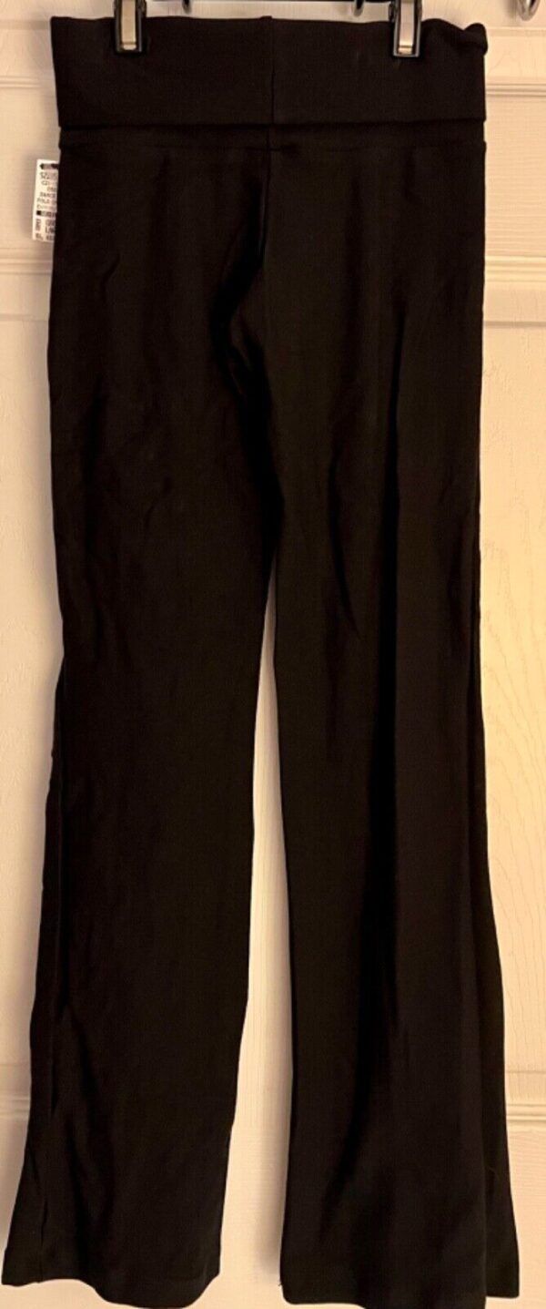 GK DANCE JAZZ CHILD LARGE BLACK COTTON/SPANDEX FOLD-OVER WAISTBAND PANTS SZ CL - Image 5