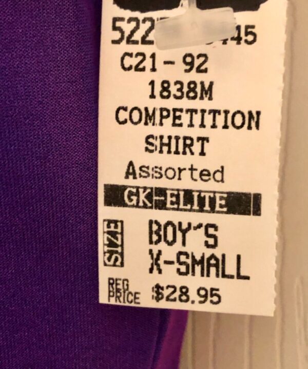 GK GYMNASTIC COMPETITION SHIRT BOYS X-SMALL PURPLE IRIDESCENT BOYCUT Sz CXS NWT! - Image 4