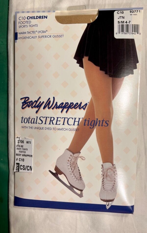 BODY WRAPPERS FOOTED SPORTS TOTAL STRETCH SKATE TIGHTS TACTEL/STRETCH TAN Sz CS